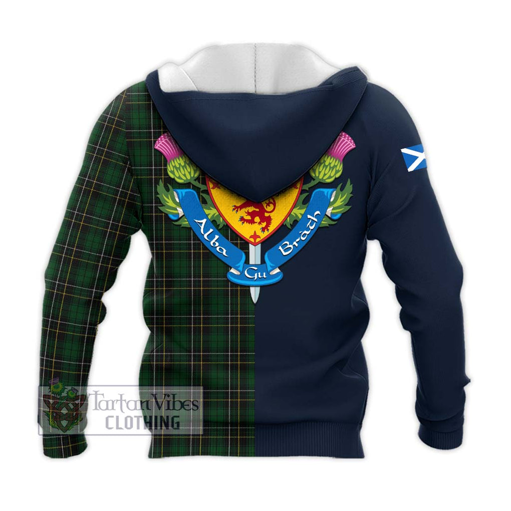 Tartan Vibes Clothing MacAlpin Tartan Knitted Hoodie with Scottish Lion Royal Arm Half Style