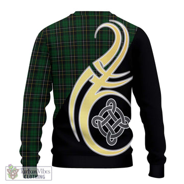 MacAlpine (MacAlpin) Tartan Ugly Sweater with Family Crest and Celtic Symbol Style