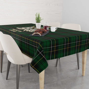 MacAlpine (MacAlpin) Tartan Tablecloth with Clan Crest and the Golden Sword of Courageous Legacy