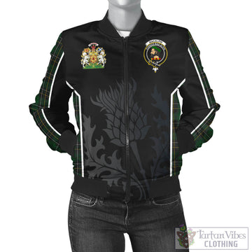 MacAlpine (MacAlpin) Tartan Bomber Jacket with Family Crest and Scottish Thistle Vibes Sport Style