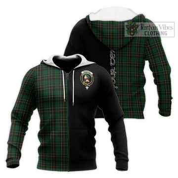 MacAlpine (MacAlpin) Tartan Knitted Hoodie with Family Crest and Half Of Me Style