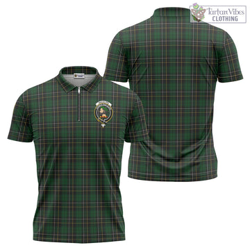 MacAlpine (MacAlpin) Tartan Zipper Polo Shirt with Family Crest