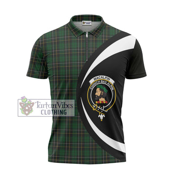 MacAlpine (MacAlpin) Tartan Zipper Polo Shirt with Family Crest Circle Style