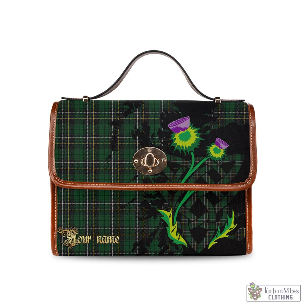 Tartan Vibes Clothing MacAlpin Tartan Waterproof Canvas Bag with Scotland Map and Thistle Celtic Accents