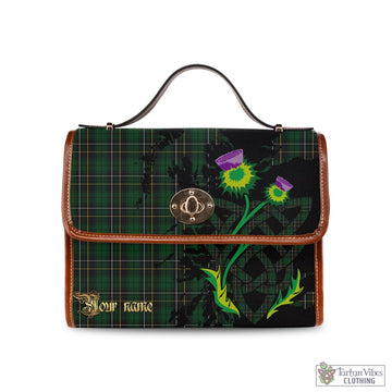 MacAlpine (MacAlpin) Tartan Waterproof Canvas Bag with Scotland Map and Thistle Celtic Accents