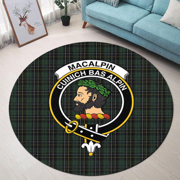 MacAlpine (MacAlpin) Tartan Round Rug with Family Crest