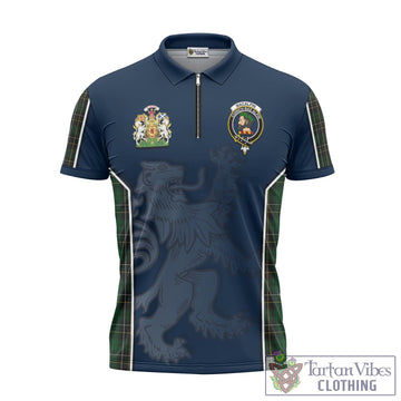 MacAlpine (MacAlpin) Tartan Zipper Polo Shirt with Family Crest and Lion Rampant Vibes Sport Style