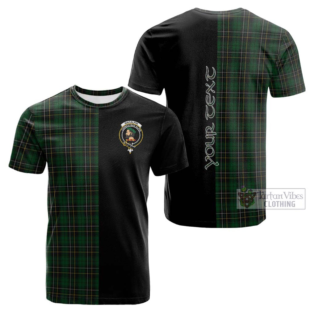 Tartan Vibes Clothing MacAlpin Tartan Cotton T-shirt with Family Crest and Half Of Me Style