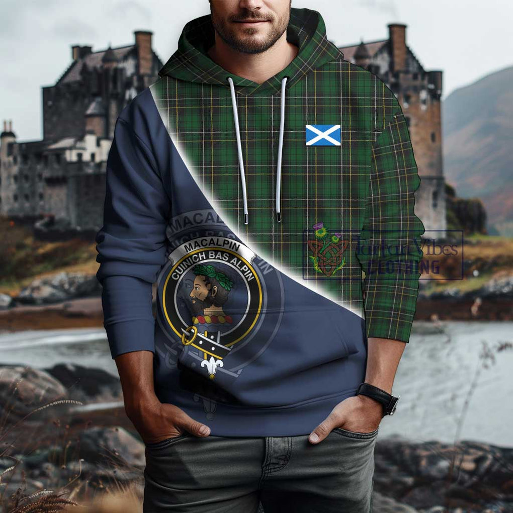 MacAlpine (MacAlpin) Tartan Hoodie with Personalised National Flag and Family Crest Half Style - Tartanvibesclothing Shop