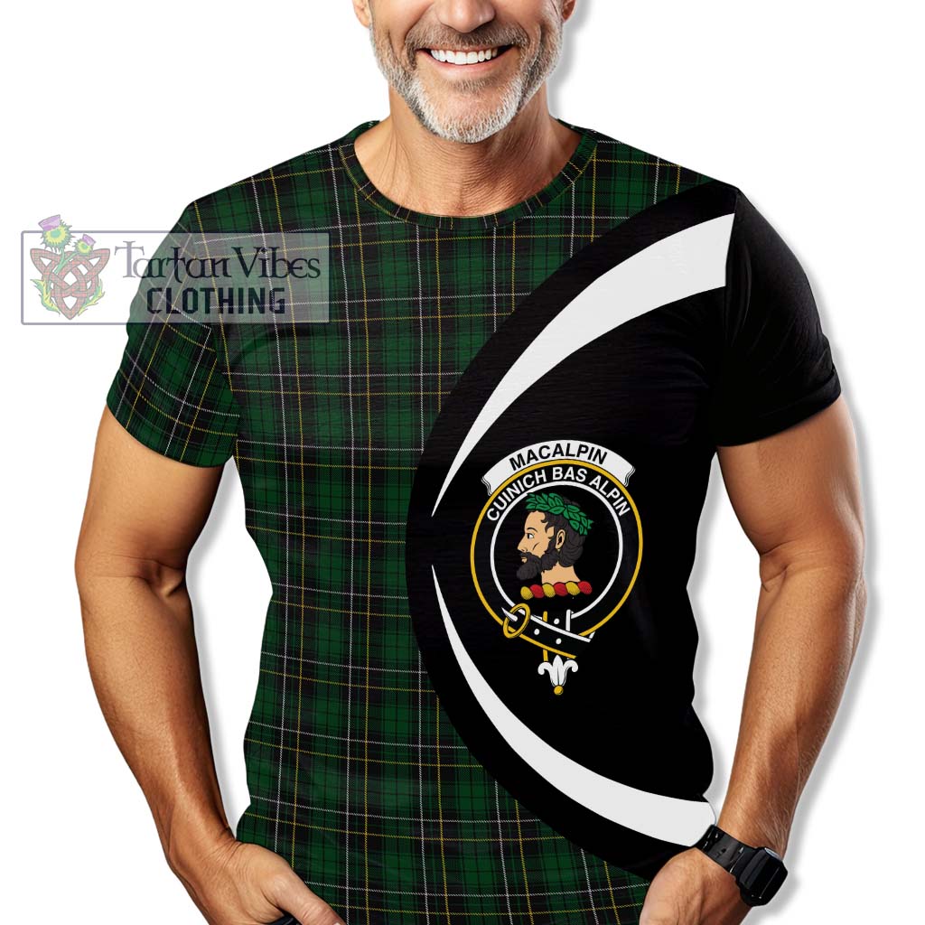 Tartan Vibes Clothing MacAlpin Tartan T-Shirt with Family Crest Circle Style