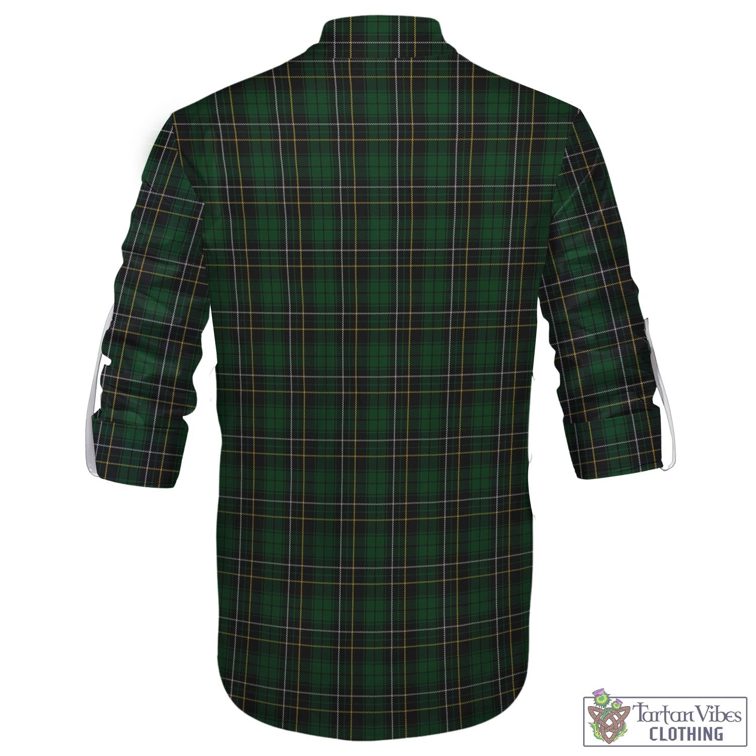 Tartan Vibes Clothing MacAlpin Tartan Men's Scottish Traditional Jacobite Ghillie Kilt Shirt with Family Crest