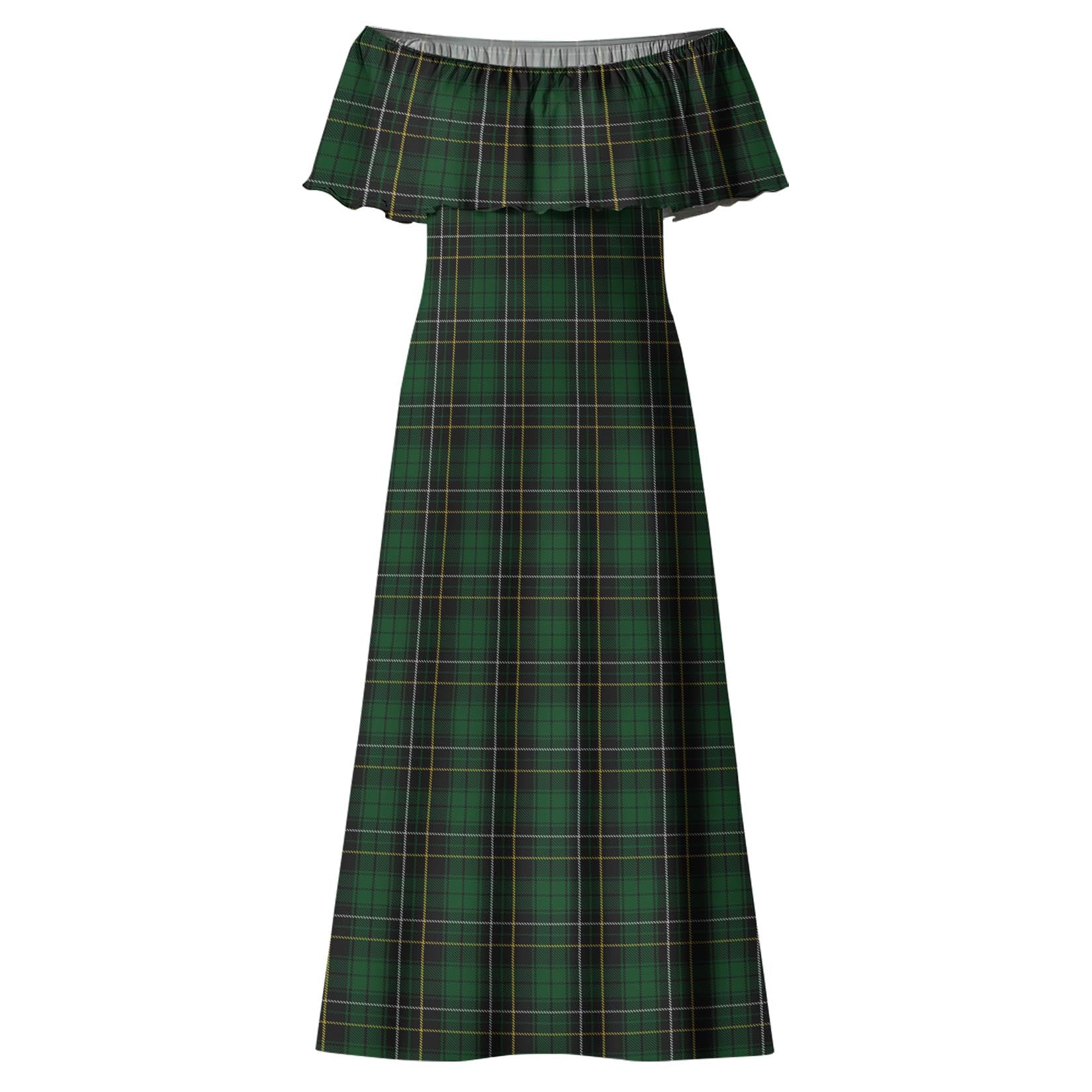 MacAlpin Tartan Off Shoulder Long Dress - Tartanvibesclothing