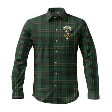 MacAlpine (MacAlpin) Tartan Long Sleeve Button Up Shirt with Family Crest