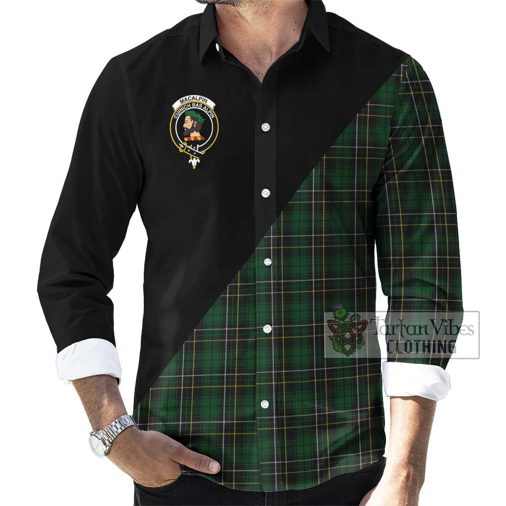 MacAlpine (MacAlpin) Tartan Long Sleeve Button Shirt with Family Crest and Military Logo Style - Tartan Vibes Clothing
