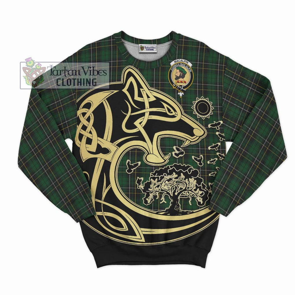 MacAlpine (MacAlpin) Tartan Sweatshirt with Family Crest Celtic Wolf Style - Tartan Vibes Clothing