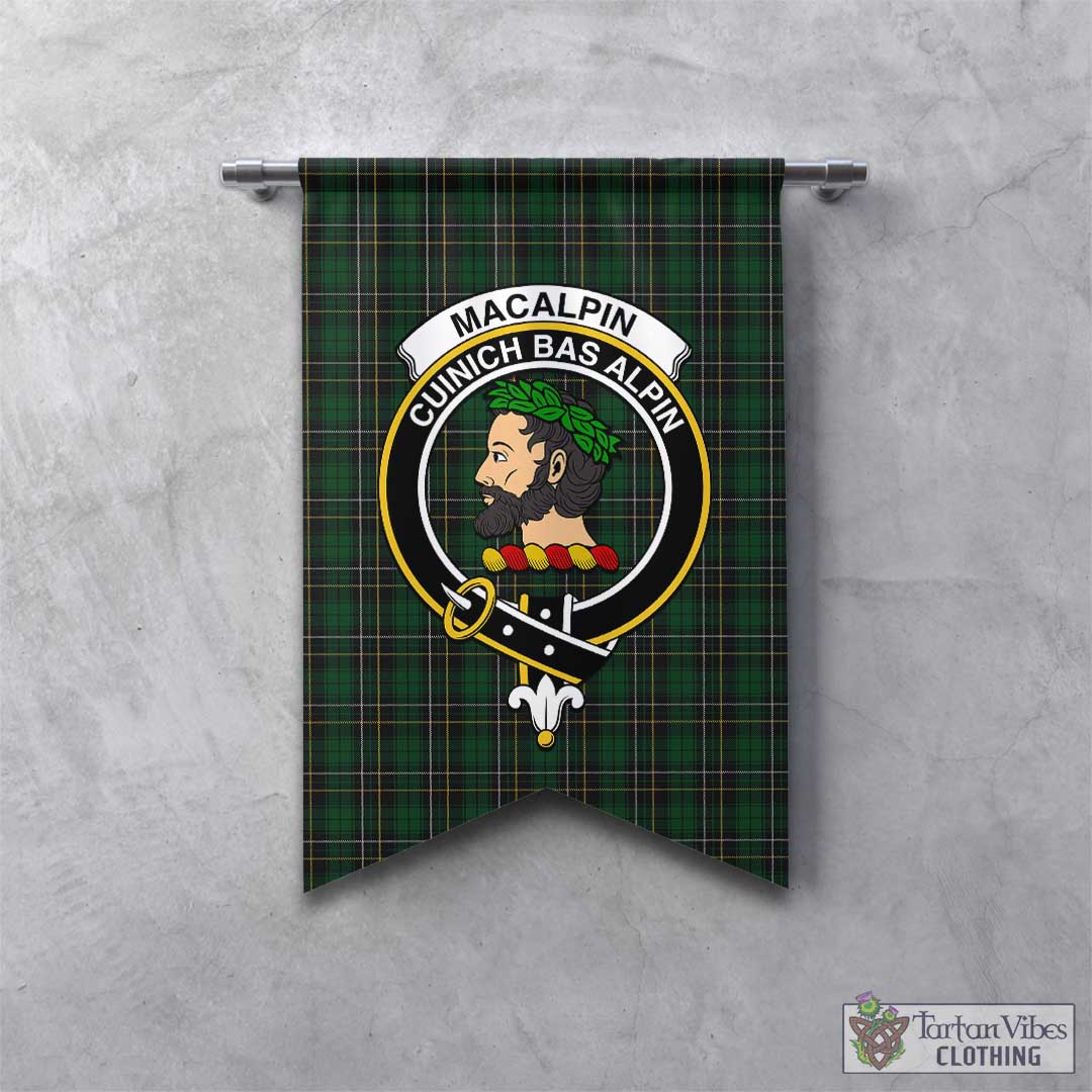 Tartan Vibes Clothing MacAlpin Tartan Gonfalon, Tartan Banner with Family Crest