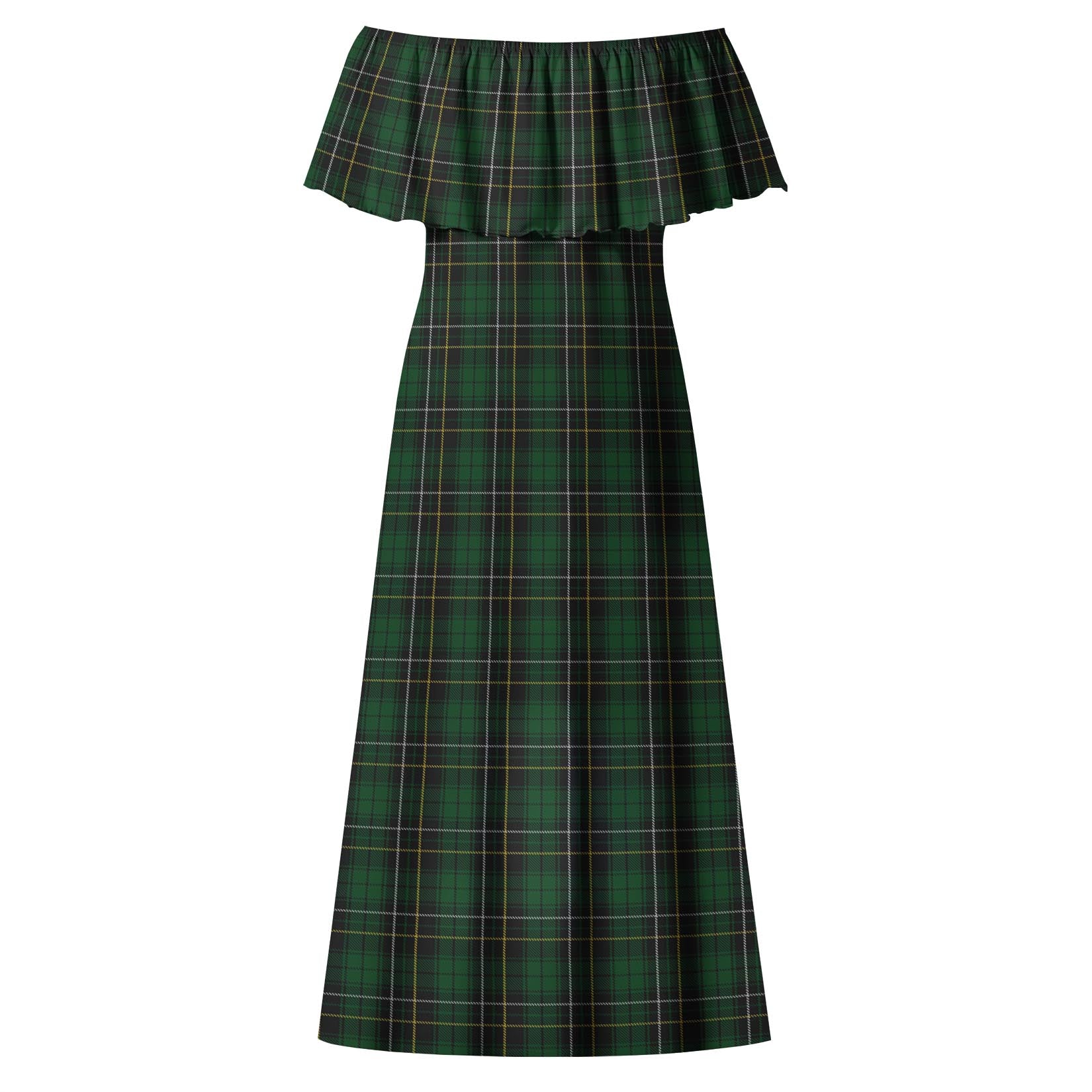 MacAlpin Tartan Off Shoulder Long Dress - Tartanvibesclothing