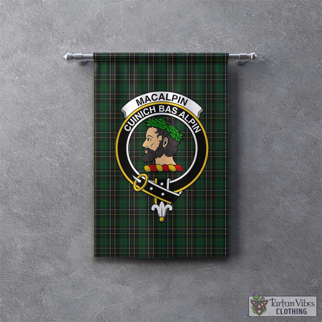 Tartan Vibes Clothing MacAlpin Tartan Gonfalon, Tartan Banner with Family Crest