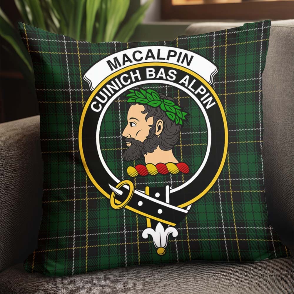 MacAlpin Tartan Pillow Cover with Family Crest - Tartanvibesclothing