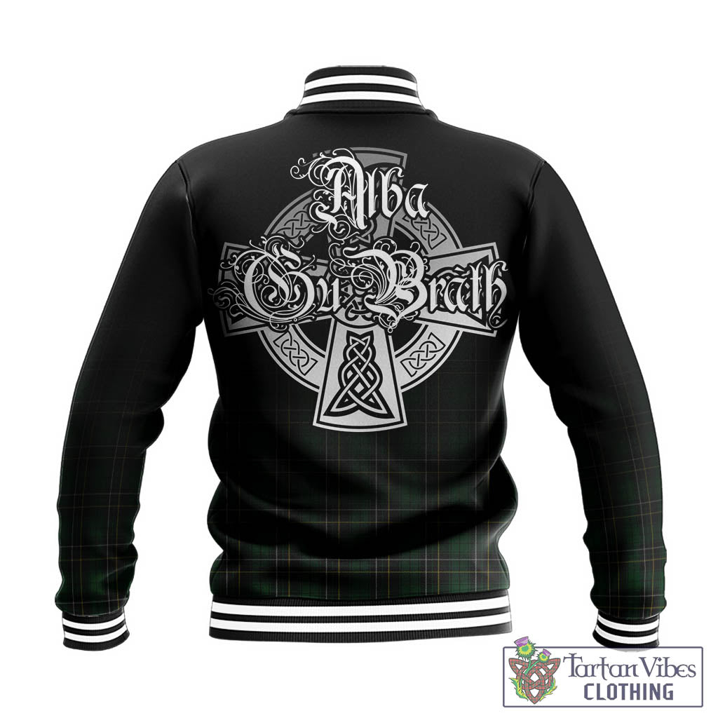 Tartan Vibes Clothing MacAlpin Tartan Baseball Jacket Featuring Alba Gu Brath Family Crest Celtic Inspired