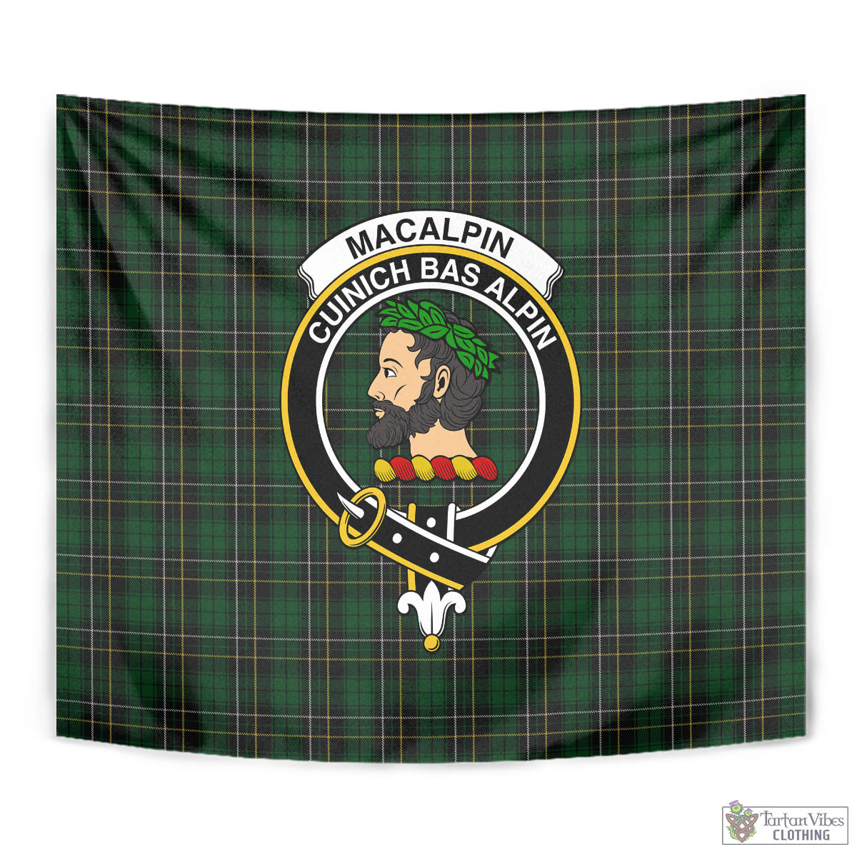 Tartan Vibes Clothing MacAlpin Tartan Tapestry Wall Hanging and Home Decor for Room with Family Crest