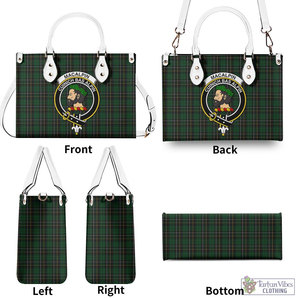 Tartan Vibes Clothing MacAlpin Tartan Luxury Leather Handbags with Family Crest