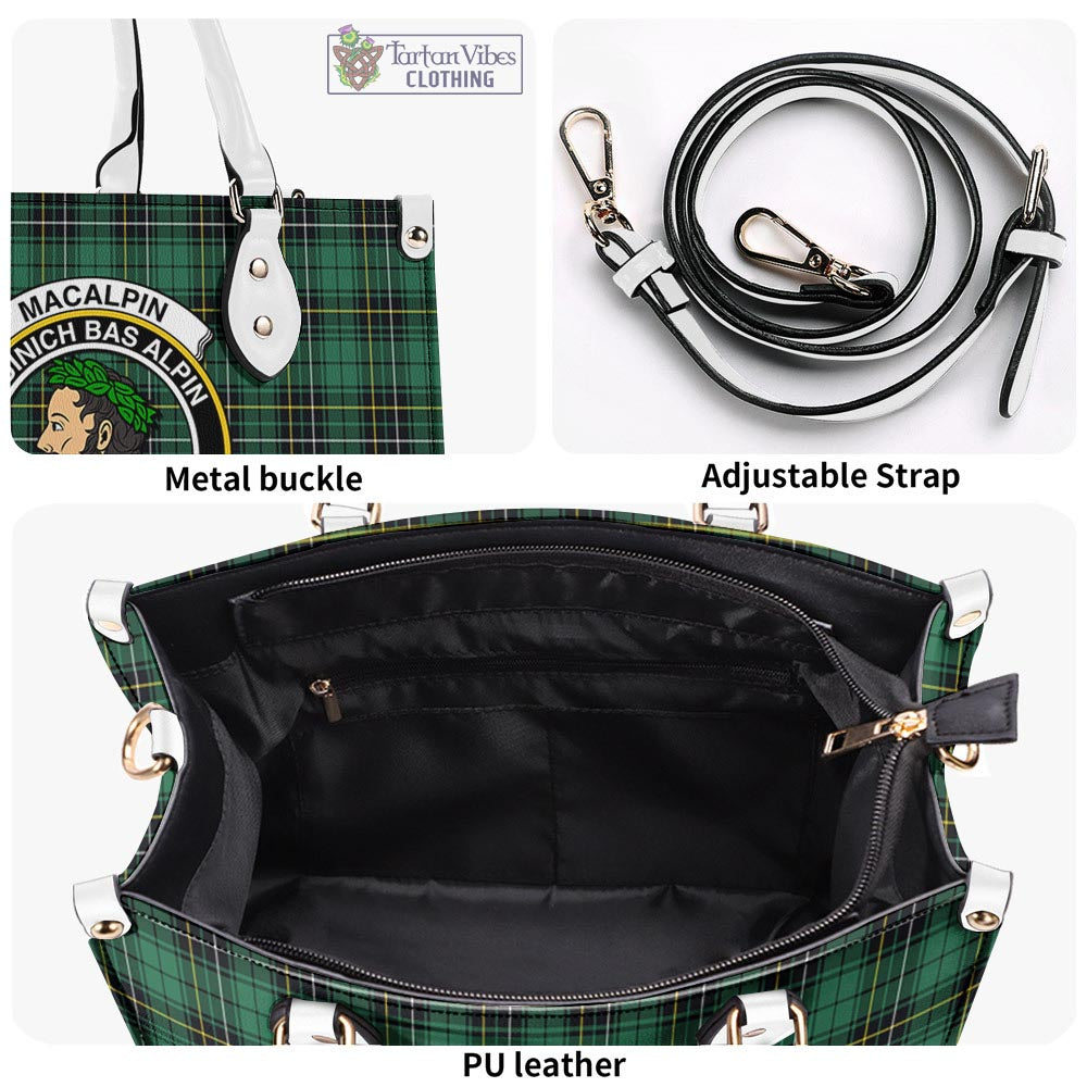 Tartan Vibes Clothing MacAlpin Ancient Tartan Luxury Leather Handbags with Family Crest