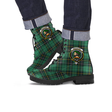 MacAlpin Ancient Tartan Leather Boots with Family Crest