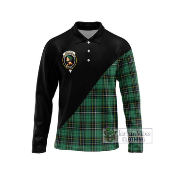 MacAlpin Ancient Tartan Long Sleeve Polo Shirt with Family Crest and Military Logo Style