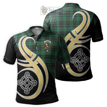MacAlpin Ancient Tartan Polo Shirt with Family Crest and Celtic Symbol Style