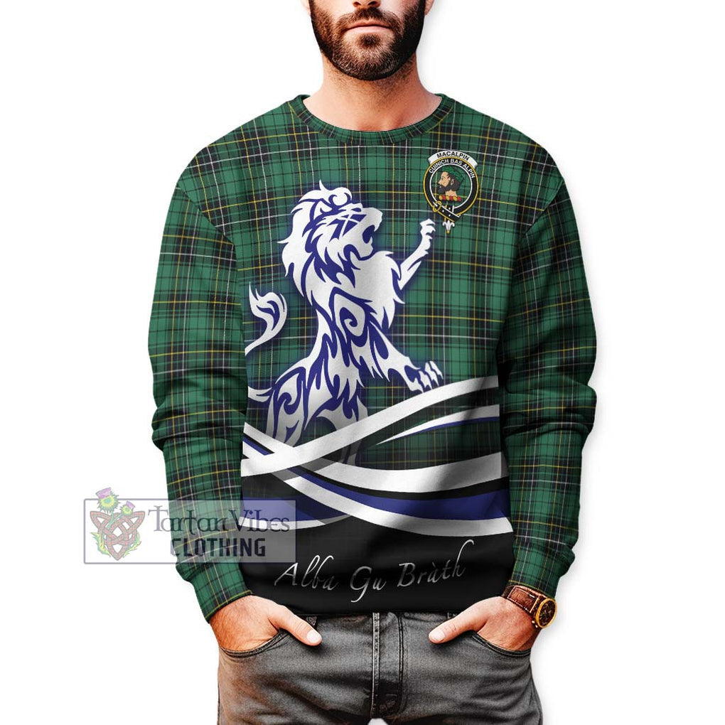 MacAlpin Ancient Tartan Sweatshirt with Alba Gu Brath Regal Lion Emblem Unisex - Tartanvibesclothing Shop