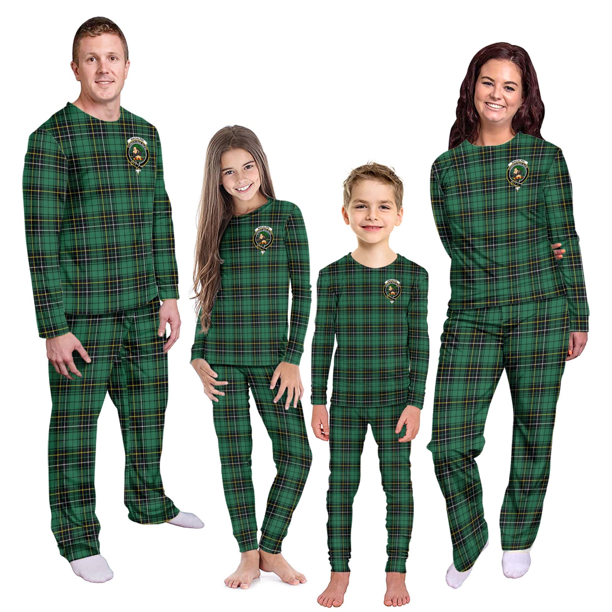 MacAlpin Ancient Tartan Pajamas Family Set with Family Crest - Tartanvibesclothing