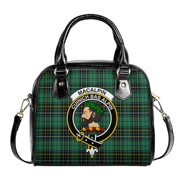 MacAlpin Ancient Tartan Shoulder Handbags with Family Crest