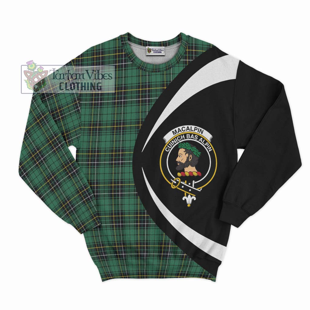 MacAlpin Ancient Tartan Sweatshirt with Family Crest Circle Style Unisex - Tartan Vibes Clothing