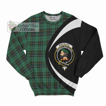 MacAlpin Ancient Tartan Sweatshirt with Family Crest Circle Style