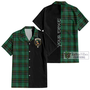 MacAlpin Ancient Tartan Short Sleeve Button Shirt with Family Crest and Half Of Me Style