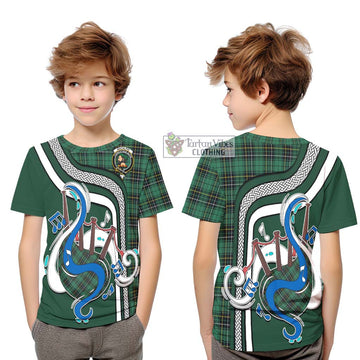 MacAlpin Ancient Tartan Kid T-Shirt with Epic Bagpipe Style