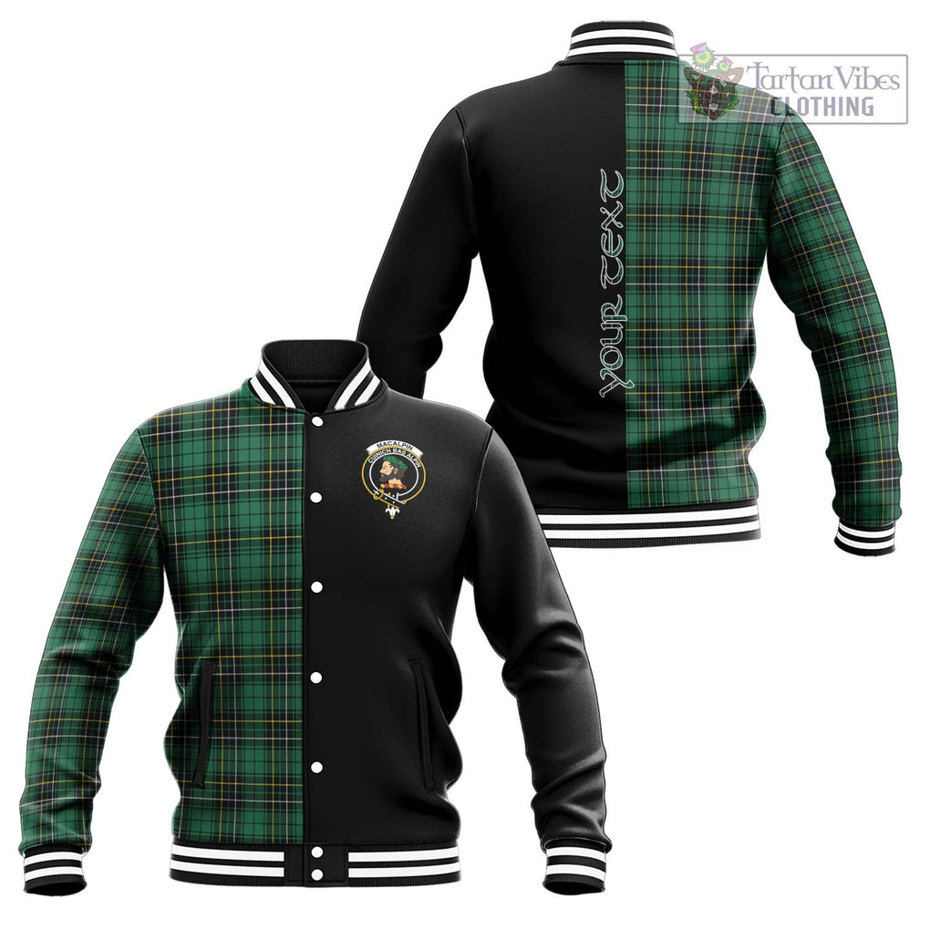 MacAlpin Ancient Tartan Baseball Jacket with Family Crest and Half Of Me Style Unisex - Tartanvibesclothing Shop