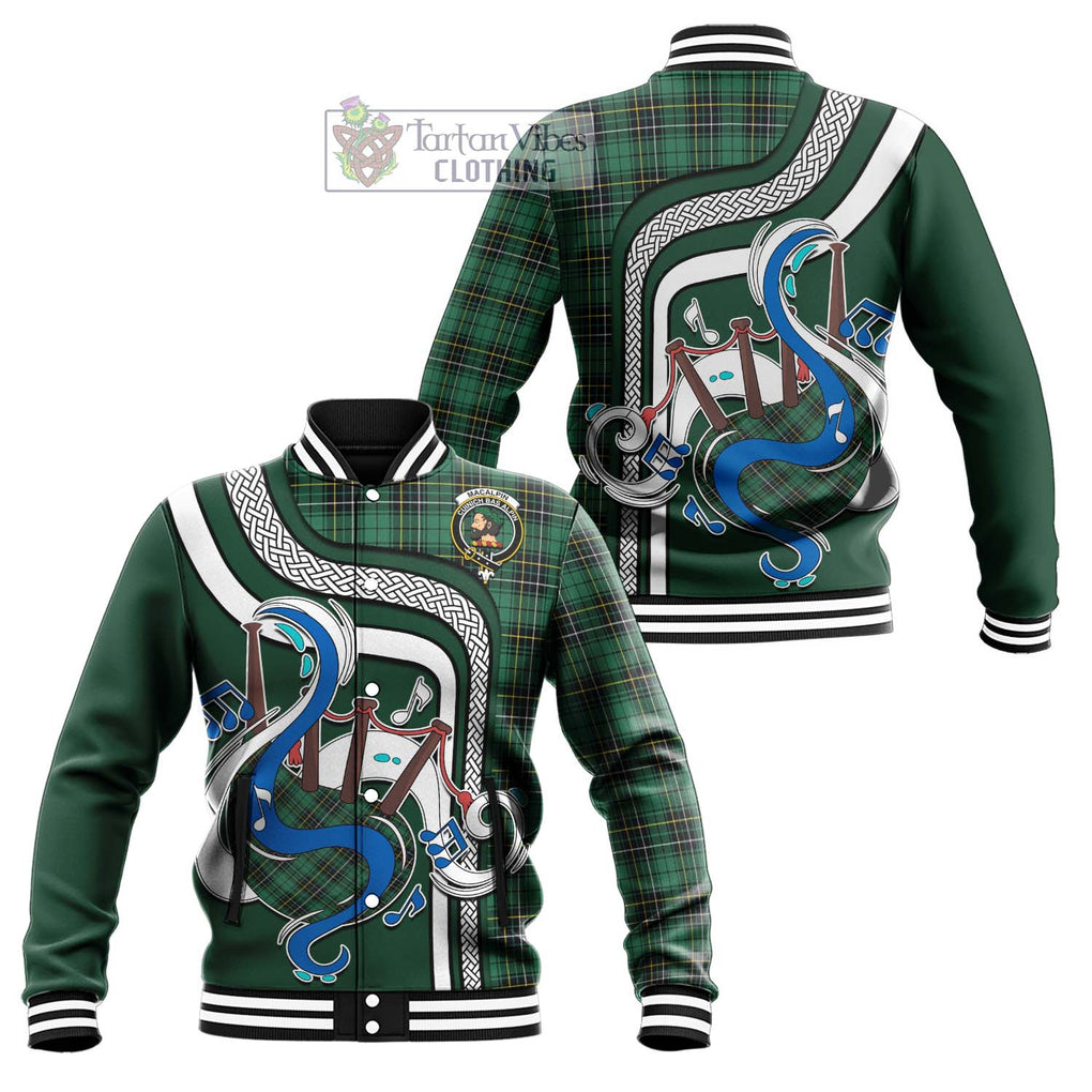 Tartan Vibes Clothing MacAlpin Ancient Tartan Baseball Jacket with Epic Bagpipe Style