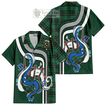 MacAlpin Ancient Tartan Short Sleeve Button Shirt with Epic Bagpipe Style