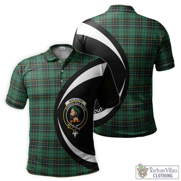 MacAlpin Ancient Tartan Men's Polo Shirt with Family Crest Circle Style