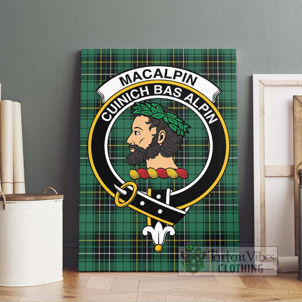 Tartan Vibes Clothing MacAlpin Ancient Tartan Canvas Print Wall Art with Family Crest