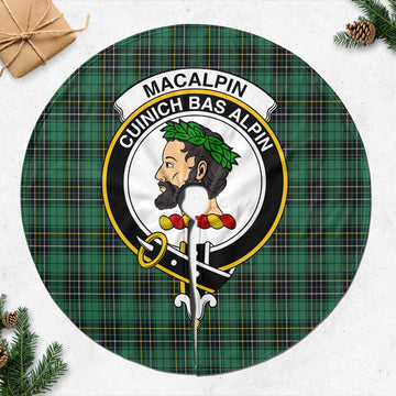 MacAlpin Ancient Tartan Christmas Tree Skirt with Family Crest