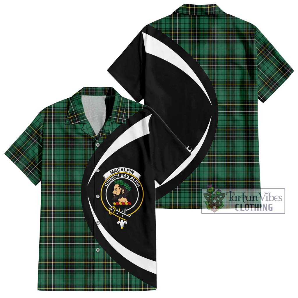 MacAlpin Ancient Tartan Short Sleeve Button Up with Family Crest Circle Style Kid - Tartan Vibes Clothing