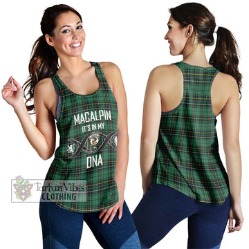 MacAlpin Ancient Tartan Women's Racerback Tanks with Family Crest DNA In Me Style