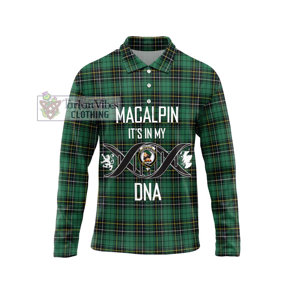 MacAlpin Ancient Tartan Long Sleeve Polo Shirt with Family Crest DNA In Me Style Unisex - Tartanvibesclothing Shop