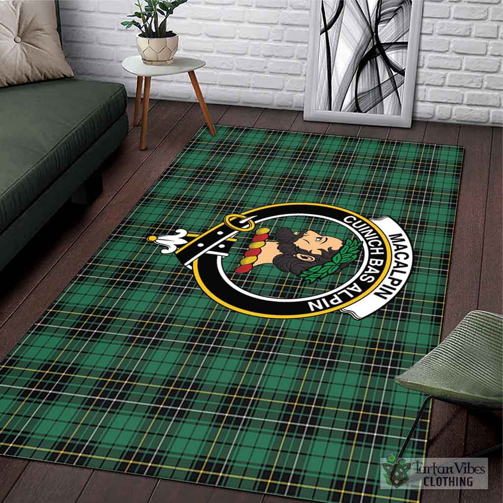 Tartan Vibes Clothing MacAlpin Ancient Tartan Area Rug with Family Crest