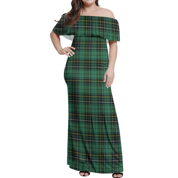 MacAlpin Ancient Tartan Off Shoulder Long Dress