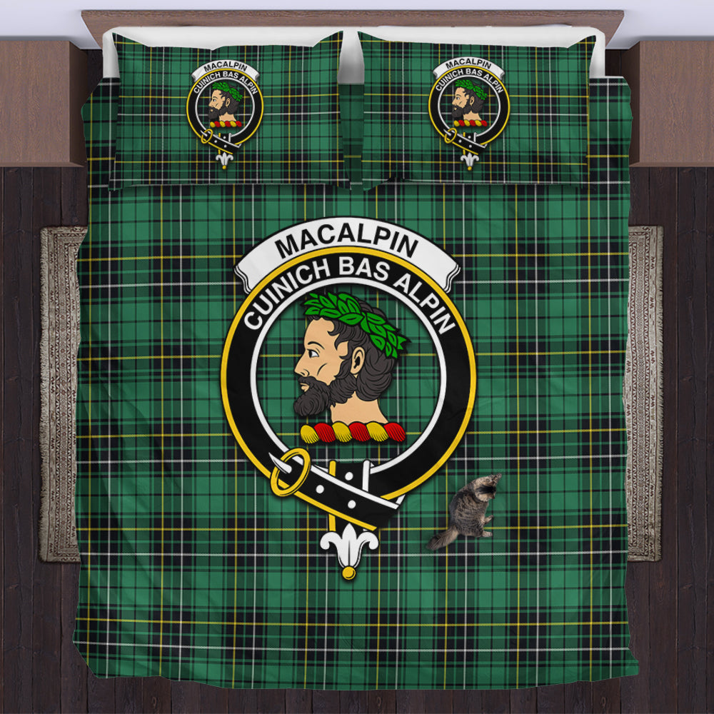 MacAlpin Ancient Tartan Bedding Set with Family Crest US Bedding Set - Tartan Vibes Clothing