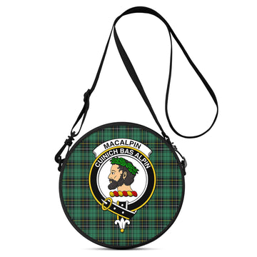 MacAlpin Ancient Tartan Round Satchel Bags with Family Crest